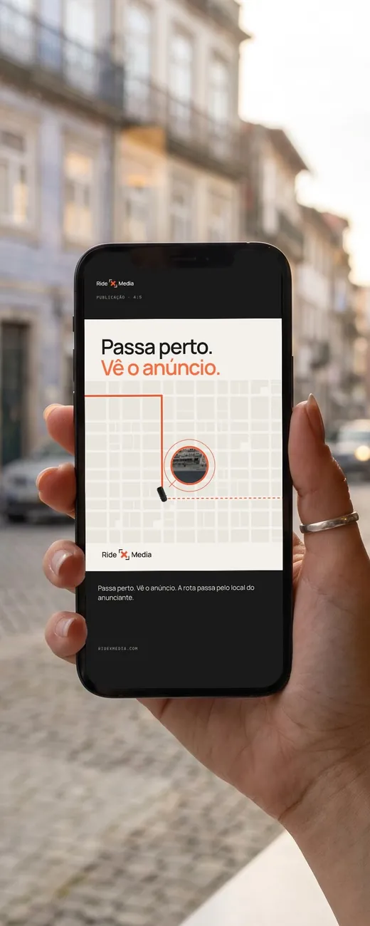 Telemóvel com o anúncio Passa perto. Vê o anúncio.